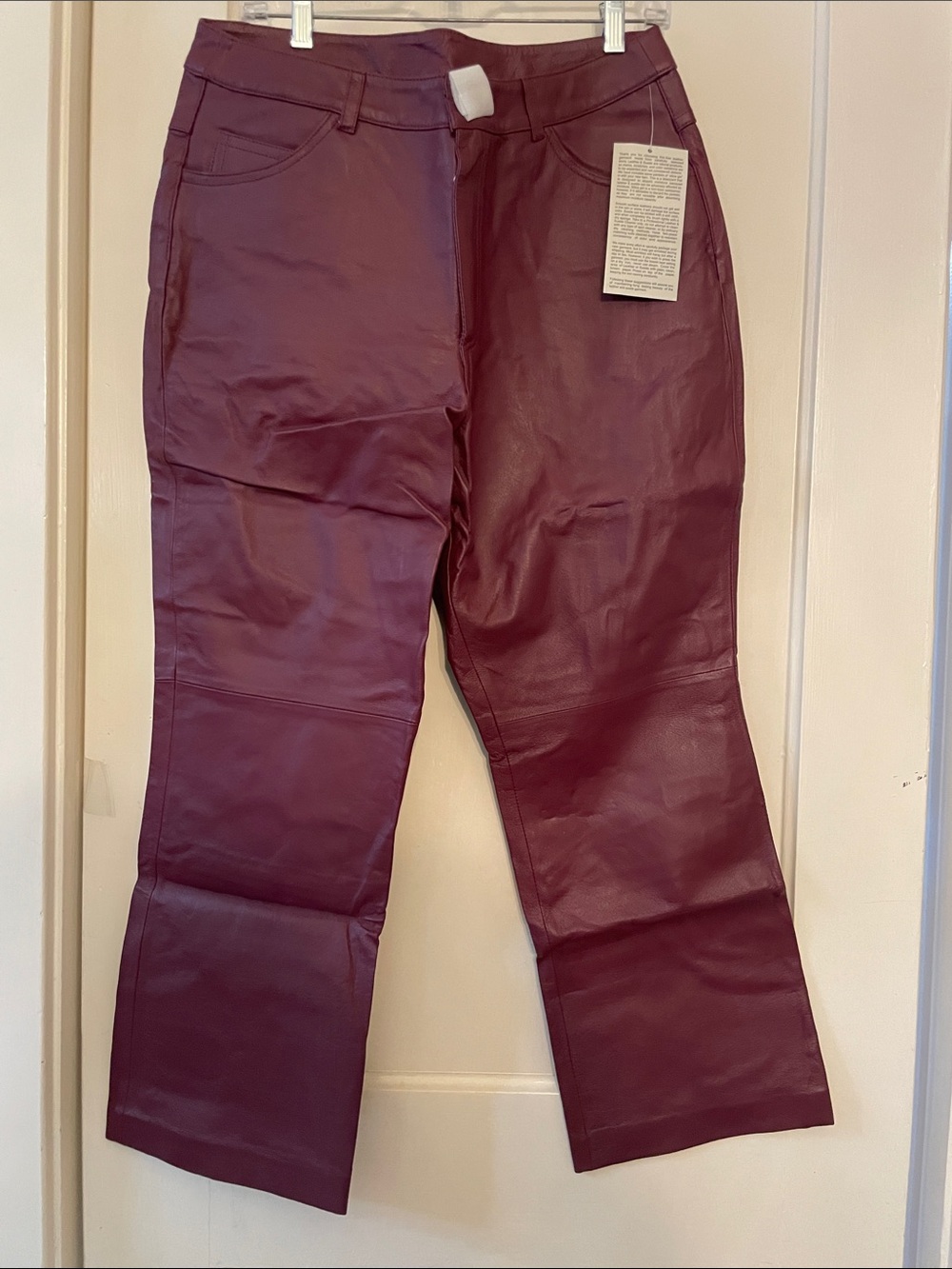 Vintage with tags. Women’s Straight Leg Pants in Plum - Genuine Leather
